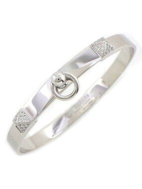 Hermes Bracelet Collier de Chien Pyramid Medor Studs Diamond Total 18k White